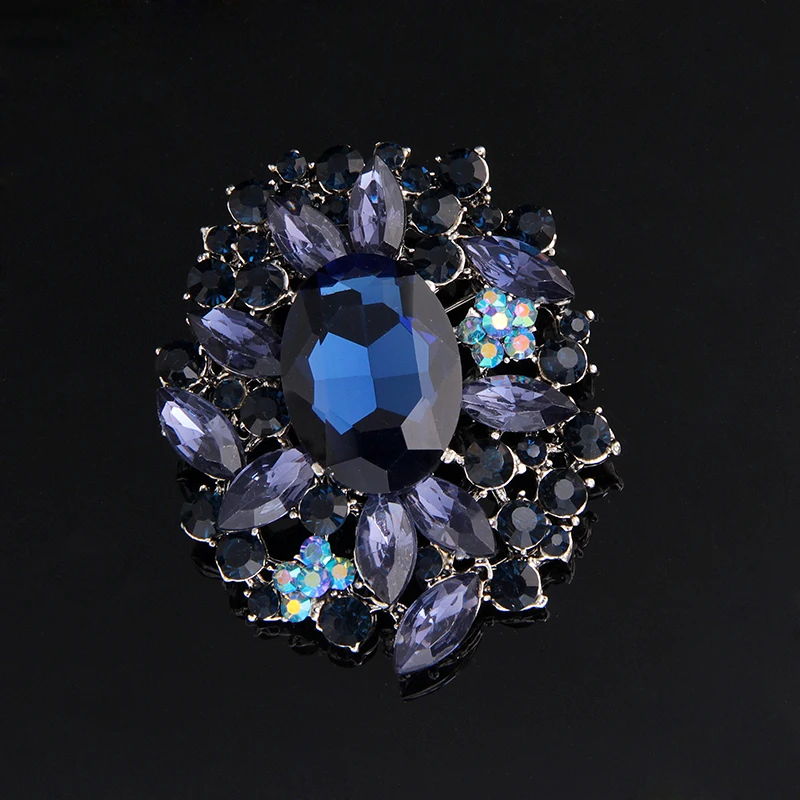 Buy vintage silver big brooches for women ink blue