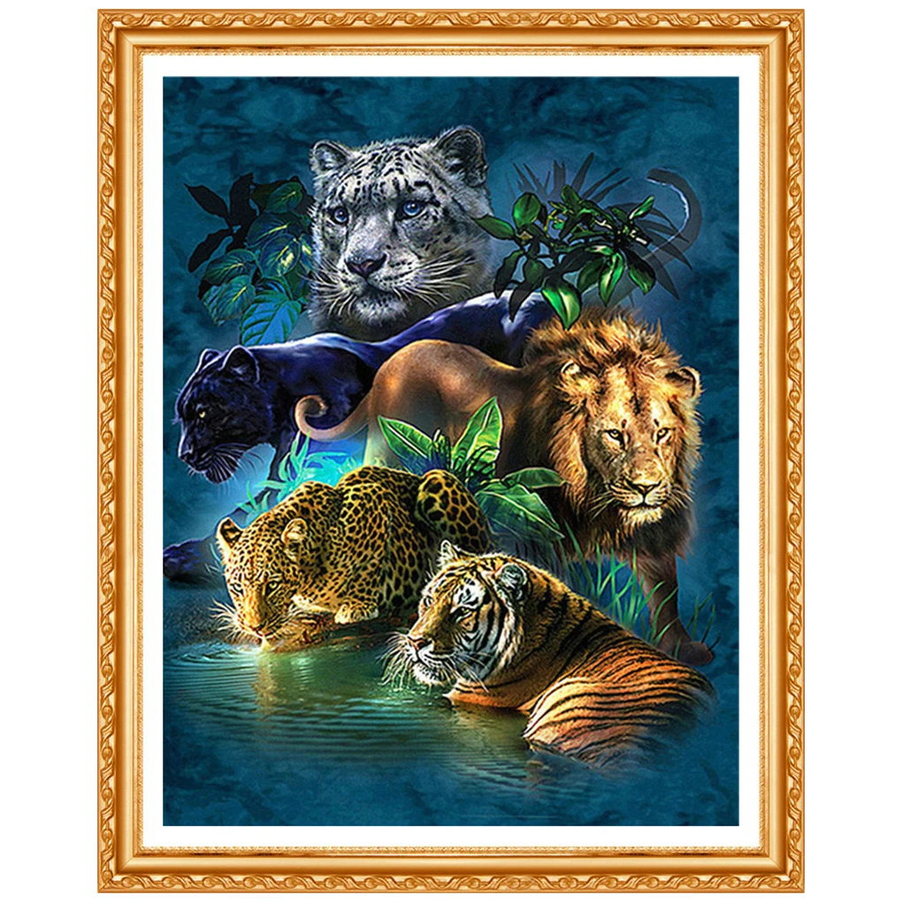 Full Square Diamond 5D DIY Diamond Painting "Tiger Lion Leopard" 5D Embroidery Cross Stitch Rhinestone Painting Decor Home Art