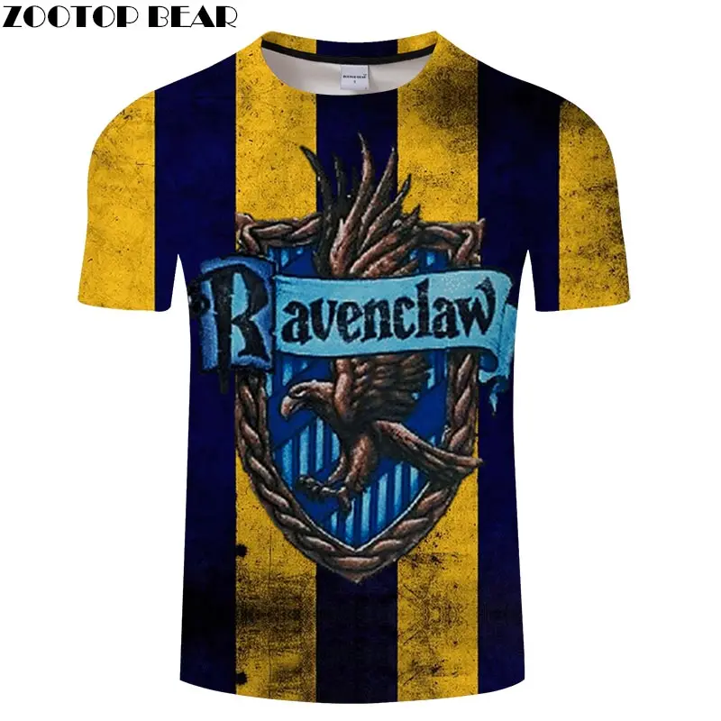 

School Badge Ravenclaw Movie 3D Print Men tshirt Mens Shirts Casual Summer Short Sleeve Male tshirt Brand Men ZOOTOP BEAR