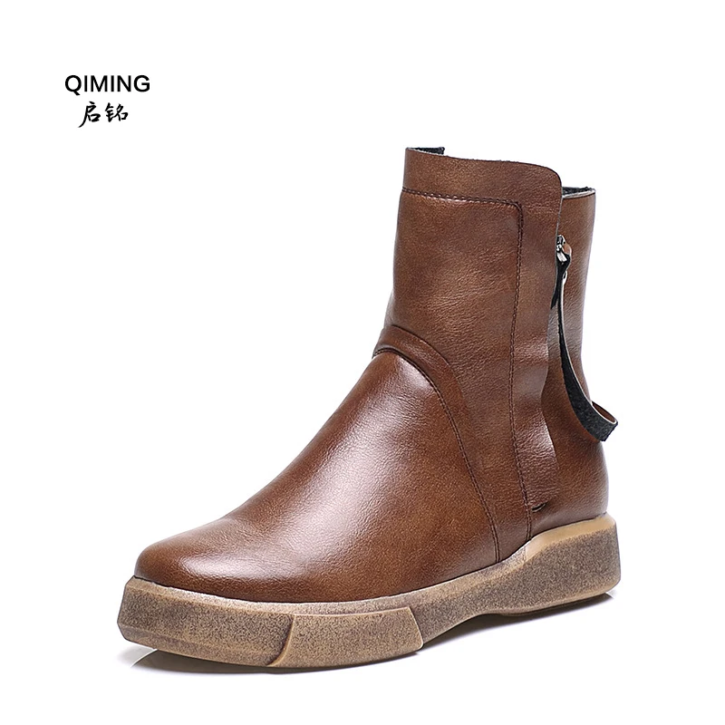 Boots children 2018 autumn and winter new flat-bottomed cotton boots British wind retro boots plus velvet warm casual shoes Z28