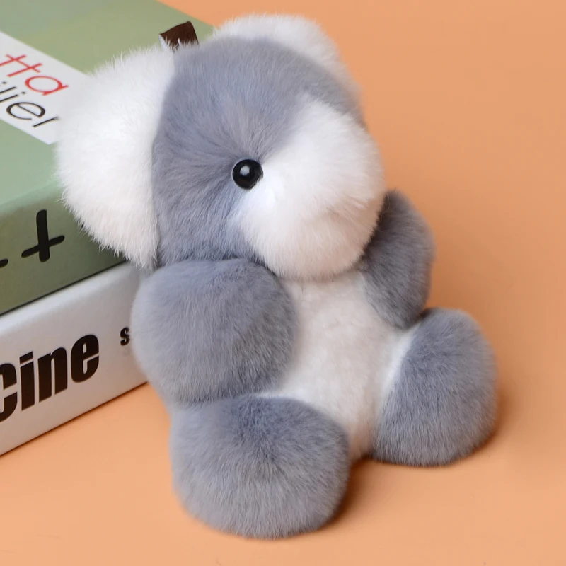 Брелок для ключей пушистый медведь 15cmRabbit меховая кукла Рекс настоящая кожа