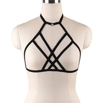 

5 Colors Women Elastic Bandage Goth Cage Bra Top Body Harness Cross Crop Straps Lingerie