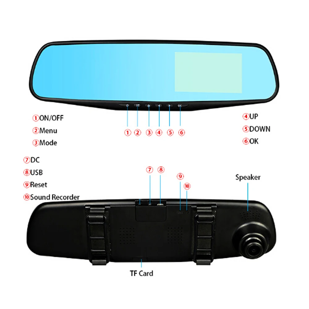BOJECHER Автомобильный dvr двойной объектив автомобиля камера Dvr зеркало заднего вида