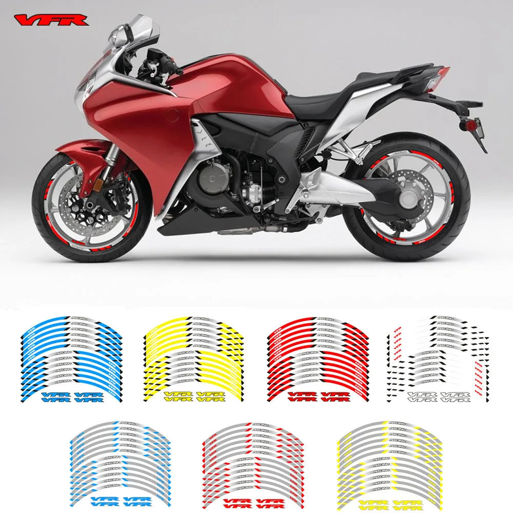 

New high quality 12 Pcs Fit Motorcycle Wheel Sticker stripe Reflective Rim For Honda VFR 250 400 600 1000