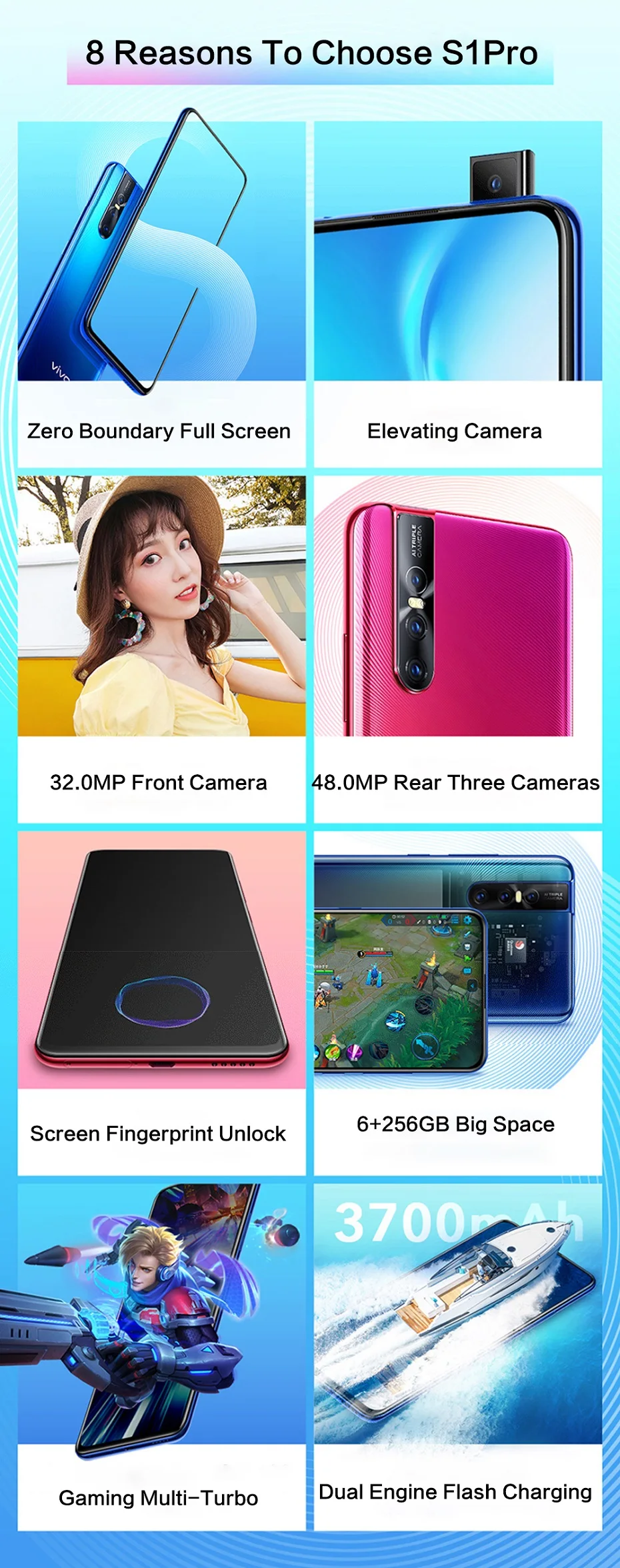 Flash Deal Original vivo S1 Pro Mobile Phone 6GB 256GB snapdragon 675 Octa Core 6.39" Front Camera 32MP 3 Rear Cameras 3700mAh  phone 8