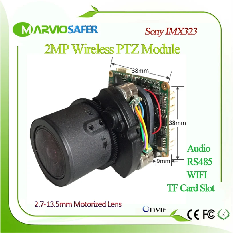 

1080P Starlight 2.1MP Sony IMX307 IP PTZ Module TF Card Slot CCTV Network Camera Board, 2.7-13.5mm autofocal lens Onvif RTSP