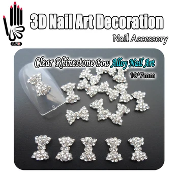 

Nail 10pcs/Lot 3D Nail Art Glitter Clear Rhinestone Alloy Big Size Bow Design Nail Art Products Decorations Accessory
