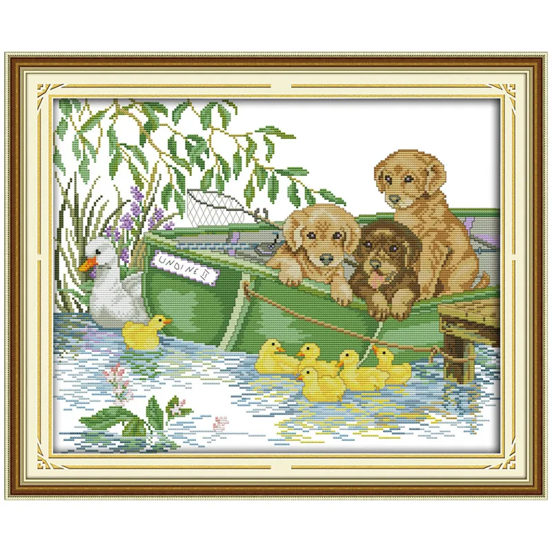 

Three puppies Diy Paintings Cross Stitch Patterns Counted Cross Stitch Kit Chinese Cross Stitch Kits 14CT Unprinted Home Decor