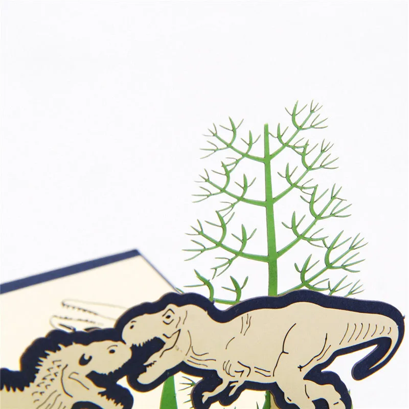  3D Laser Cut Handmade Cartoon Jurassic Period Dinosaur Paper Invitation Greeting Cards PostCard Chi - 32791872548