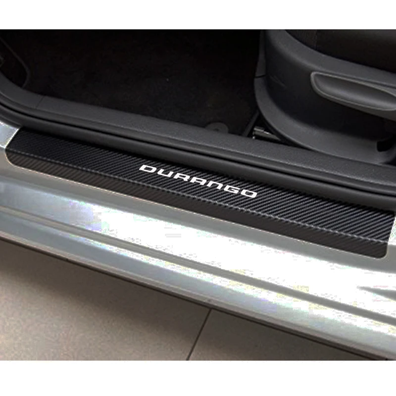 4 шт. углеродное волокно виниловая Накладка на порог автомобиля для Dodge Durango - Название цвета: Серебристый