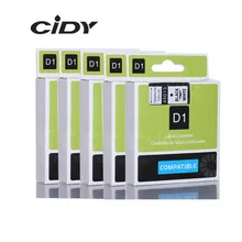 cidy 5pcs Compatible Dymo Labelmanager 12mm D1 Black on White Dymo Maker 45013 Label Tape Cartridges Factory Supply