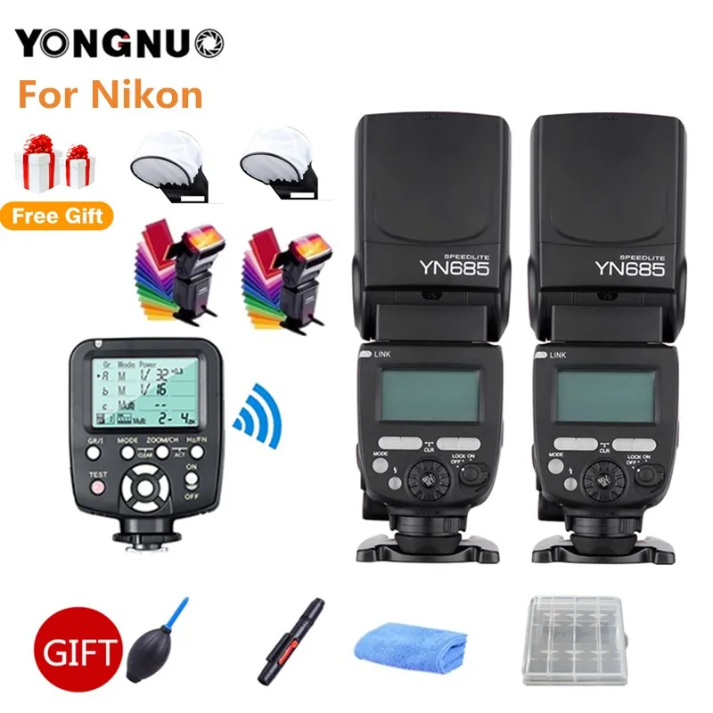 YONGNUO YN685 YN-685 YN685C YN685N Беспроводная HSS 2,4G система i-ttl вспышка DSLR+ YN622C-TX+ фильтр+ рассеиватель - Цвет: Черный