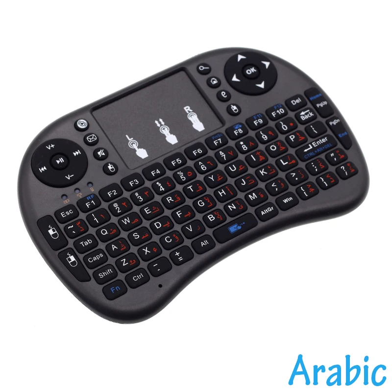 [100 шт./лот] i8 Арабский Клавиатура 2,4 г мини Беспроводной клавиатура Air Мышь с тачпадом для Android ТВ коробка, мини-ПК, проекторы