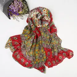 2016 Новый Модный хлопковый шарф с принтом в виде цветов Женская флористическая накидка шаль шарфы хиджаб разные цвета оптовая продажа