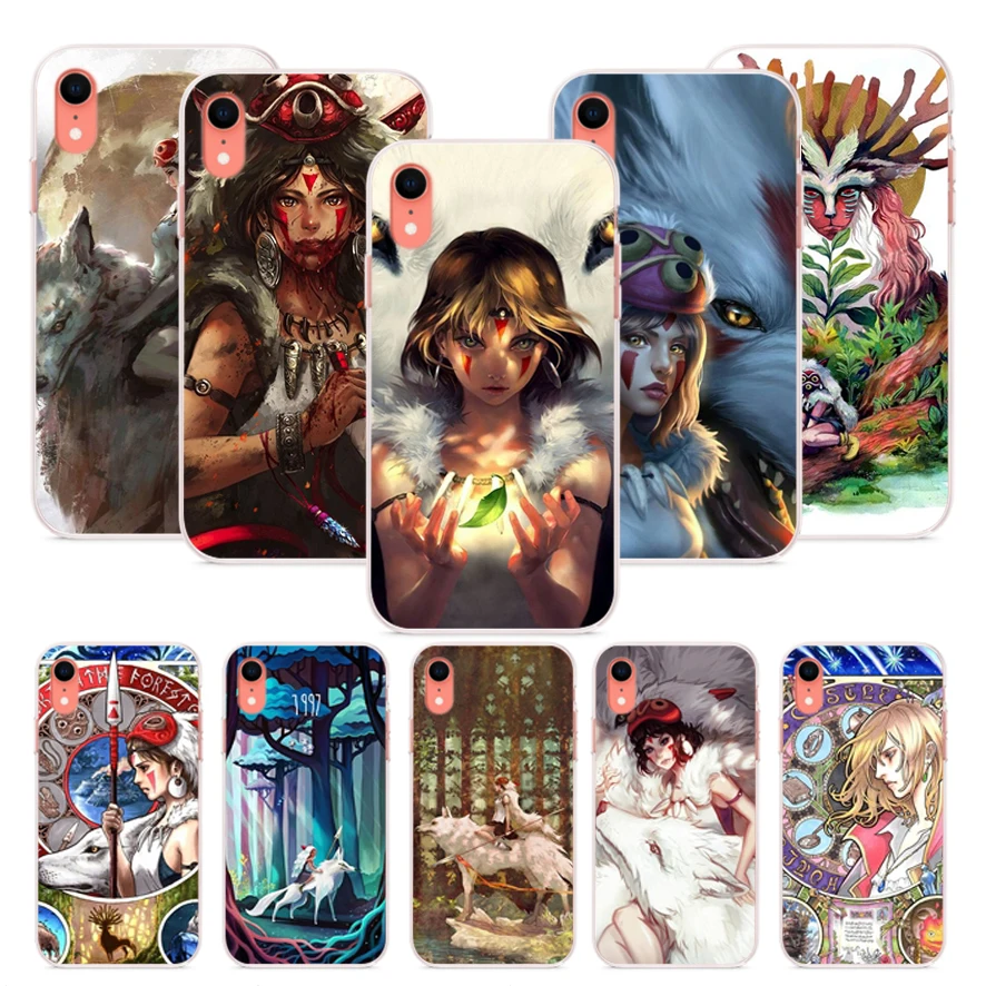 

OUTMIX Princess Mononoke Case Silicone TPU Cover Capa For iPhone 8 8plus XS max XR XS 7 7plus 6 6s 6plus 5 5s SE Coque bumper