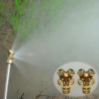 

Behogar 4pcs 4-in-1 4 Holes Misting Nozzle Mist Water Spray Sprinkler Pipe Fitting Water Connector for Gardening Agriculture