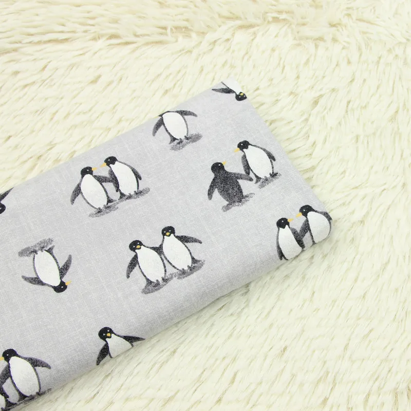 Полуметровая тонкая саржевая ткань хлопок с начесом с мультяшным пингвином, мягкая, приятная к коже одежда, платье Детская одежда, пижамы T469