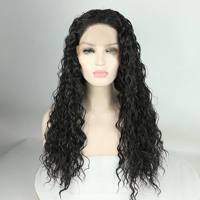 DOROSY волосы синтетические кружева парики длинные вьющиеся синтетический Синтетические волосы на кружеве парики Черный распущенные волосы