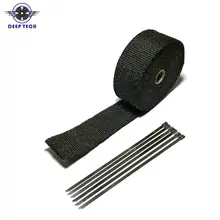 5 м черная мотоциклетная термо выхлопная лента Термо выхлопная пленка защитная огнеупорная изоляционная ткань с фиксирующими стяжками