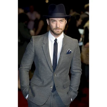 

Custom Classic grey mens suits English notched Lapel men's slim suit fashion man tailor's wedding men suits (Jacket+Pants)