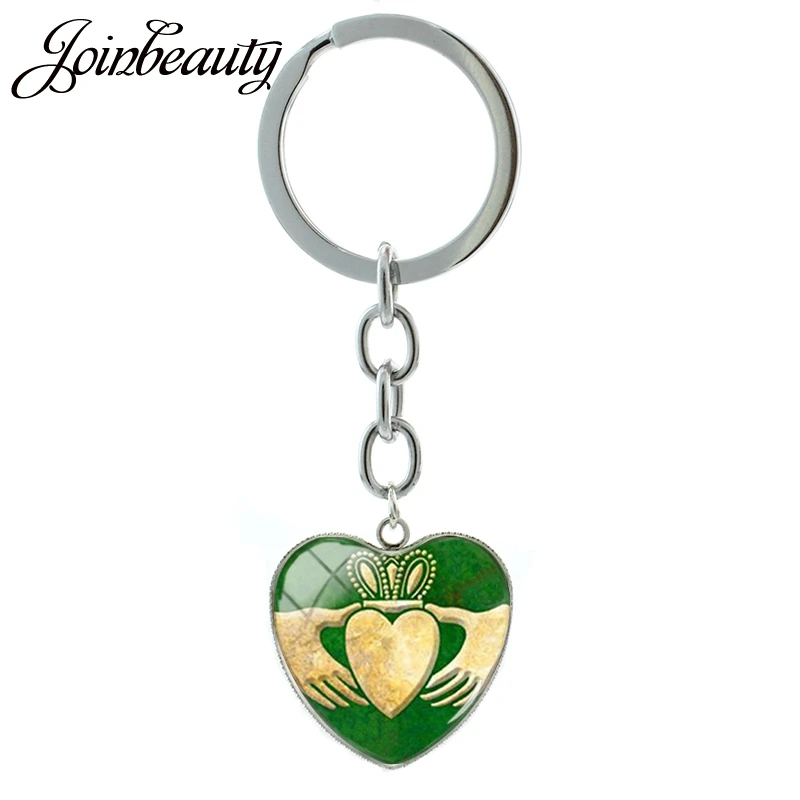 

JOINBEAUTY Claddagh Celtics Irish green Saint Patrick's day Heart Hands keychain Celt Knot Cross Mandala key chain jewelry HP147