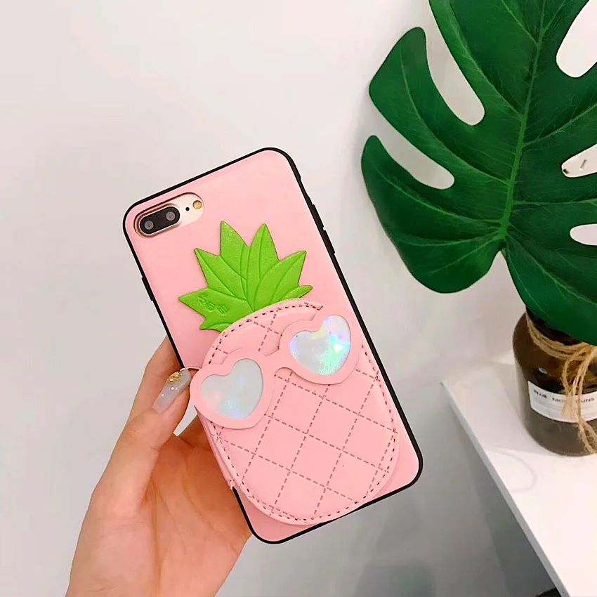 Coin Purse trend Suprem Cute Pineapple Soft Silicone yellow  cover cases for iphone 6 S 6S plus 7 7plus 8 8plus X (13)