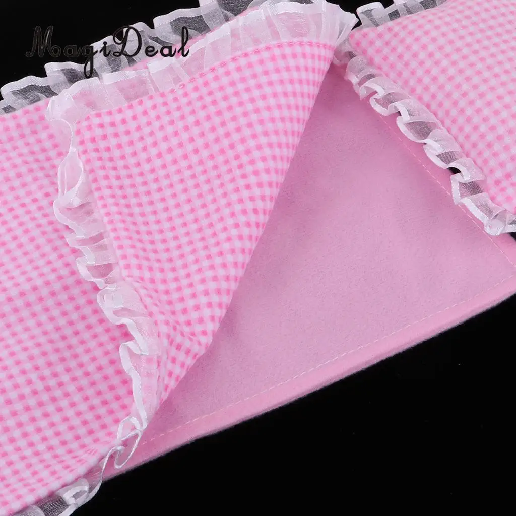 3pcs Lovely Pink Lace Plaid Bedding Set for 25cm Mellchan Dolls Bedroom Accessories