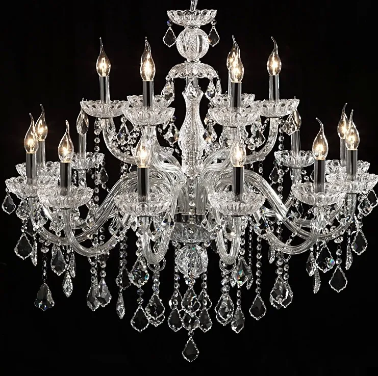 12+6 Bulbs European Candle Crystal Chandeliers Bedroom Living Dining