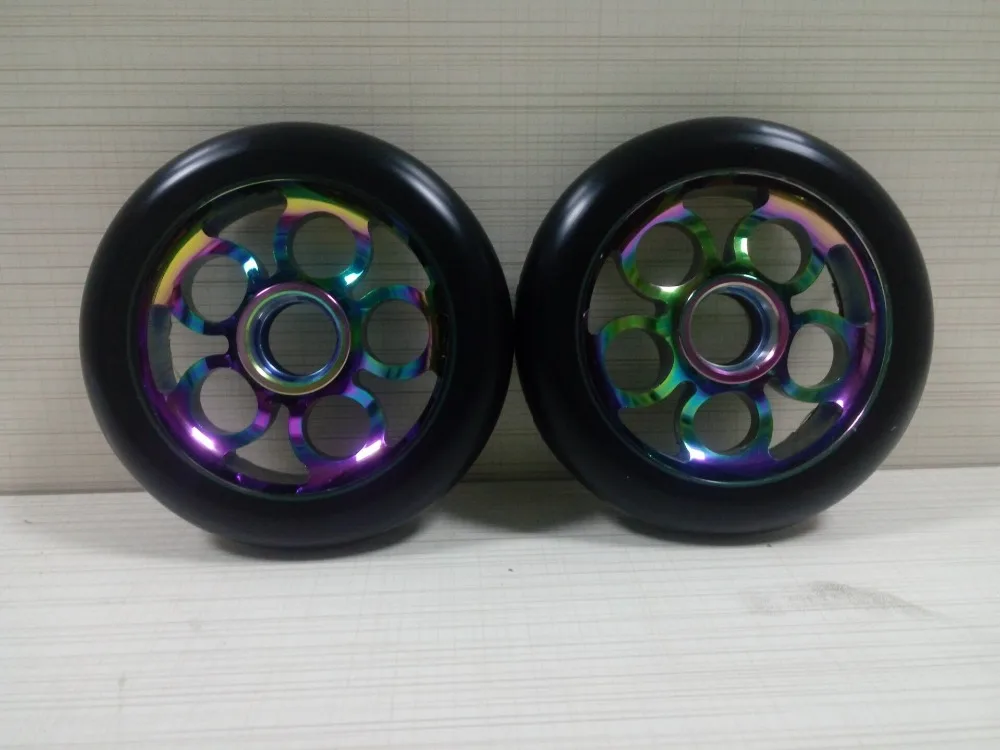 Seven color freestyle pro stunt scooter wheel with high rebound PU tire