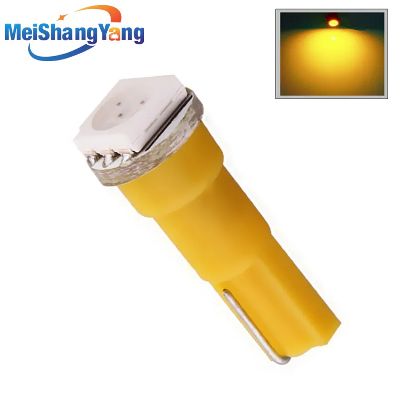 

T5 1 SMD 5050 Yellow LED Car Bulb Lamp interior Lights 74 dash led car bulbs Car Light Source parking 12V Wedge Signal