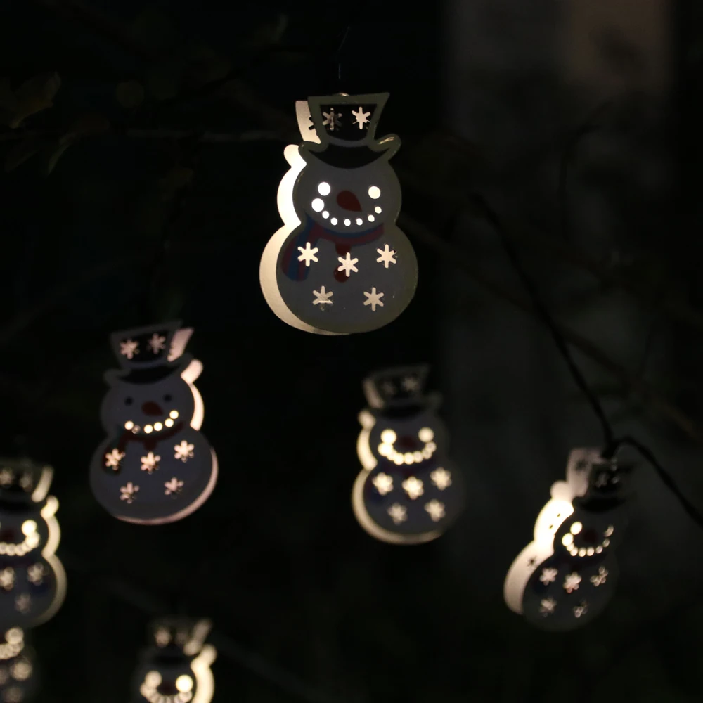 Image 5 Modes Indoor Outdoor Christmas Decoration Metal Snowman Modeling Battery Powered Led string Lights Waterproof LED Fairy Lights