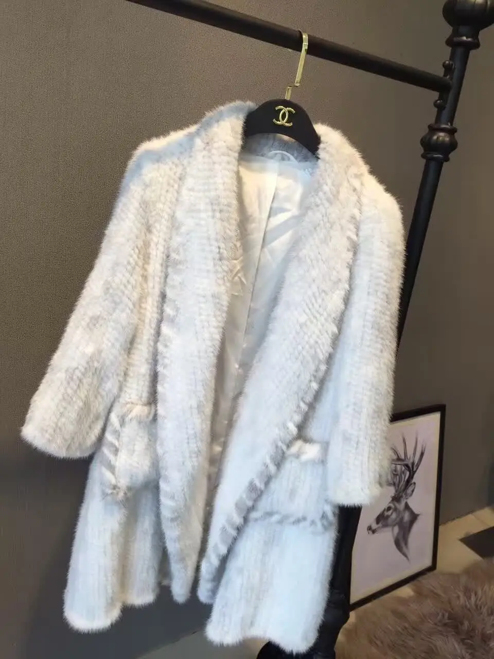 Модное дизайнерское Женское пальто из натурального меха, зимнее вязаное пальто из меха норки, кардиган, Женская длинная куртка из натурального меха норки, верхняя одежда - Цвет: natural white
