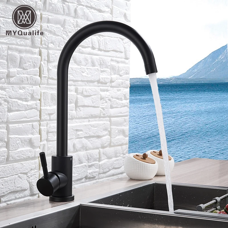 Stainless steel  Matte Kitchen Faucet  Deck  Sinks Faucet High Arch 360 Degree Swivel Cold Hot Mixer Water Tap