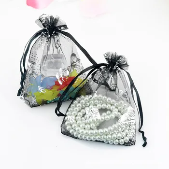 

Hot Sale 13X18cm 100pcs/bag Printed butterfly Jewelry Packaging Drawstring Organza Bags Gift Bags & Pouches Jewelry Packing Bags