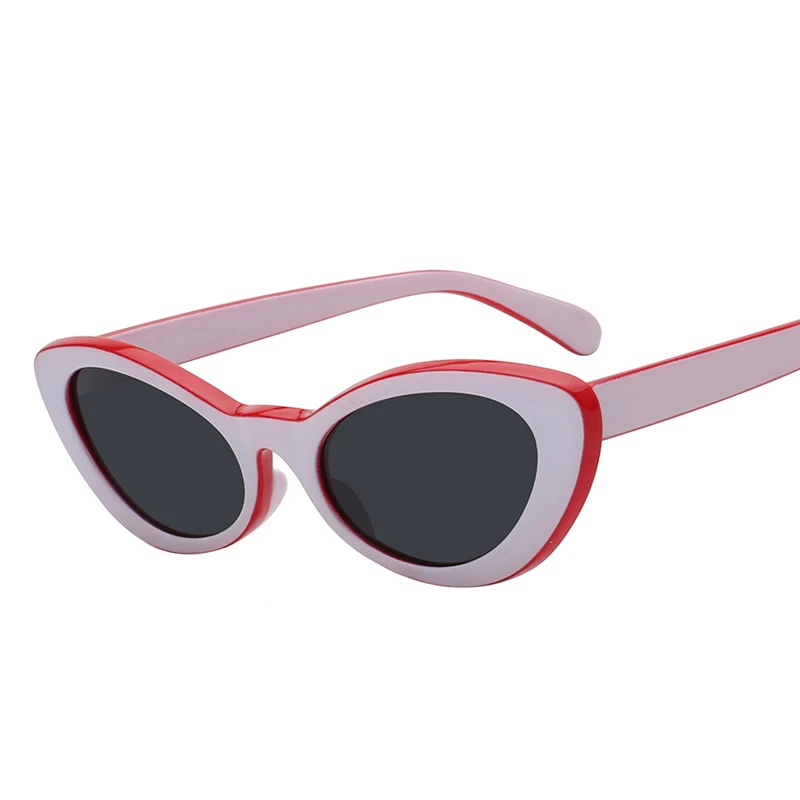 Макс Новое Милое сексуальное ретро в форме кошачьих глаз солнцезащитные очки Для женщин небольшой черный, белый цвет Треугольники Винтаж солнцезащитные очки женское повседневное красное пуховое пальто uv400 - Цвет линз: White red w black l