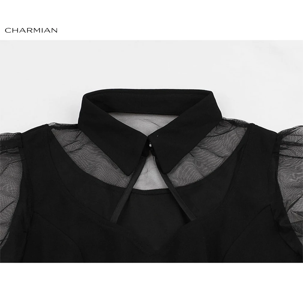 Женское сексуальное готическое черное прозрачное Сетчатое платье Charmian с
