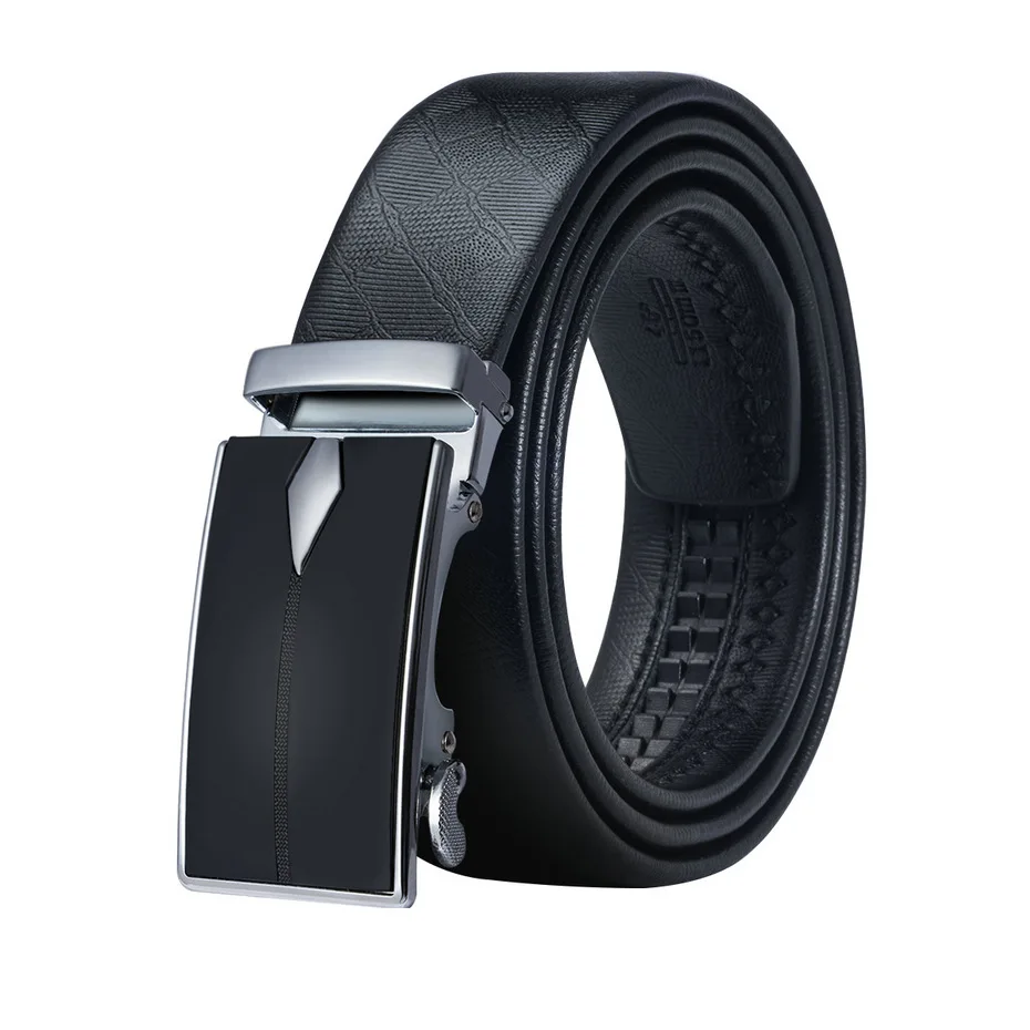 Men/'s Leather Automatic Buckle Black Waist Strap Belt Waistband G Gift