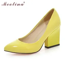 Meotina Haute Talons Chaussures Femmes Chaussures De Mariage Blanc Épais Haute Talons mode Partie Pompes Chaussures Jaune Rouge Grande Taille 9 10 41 43