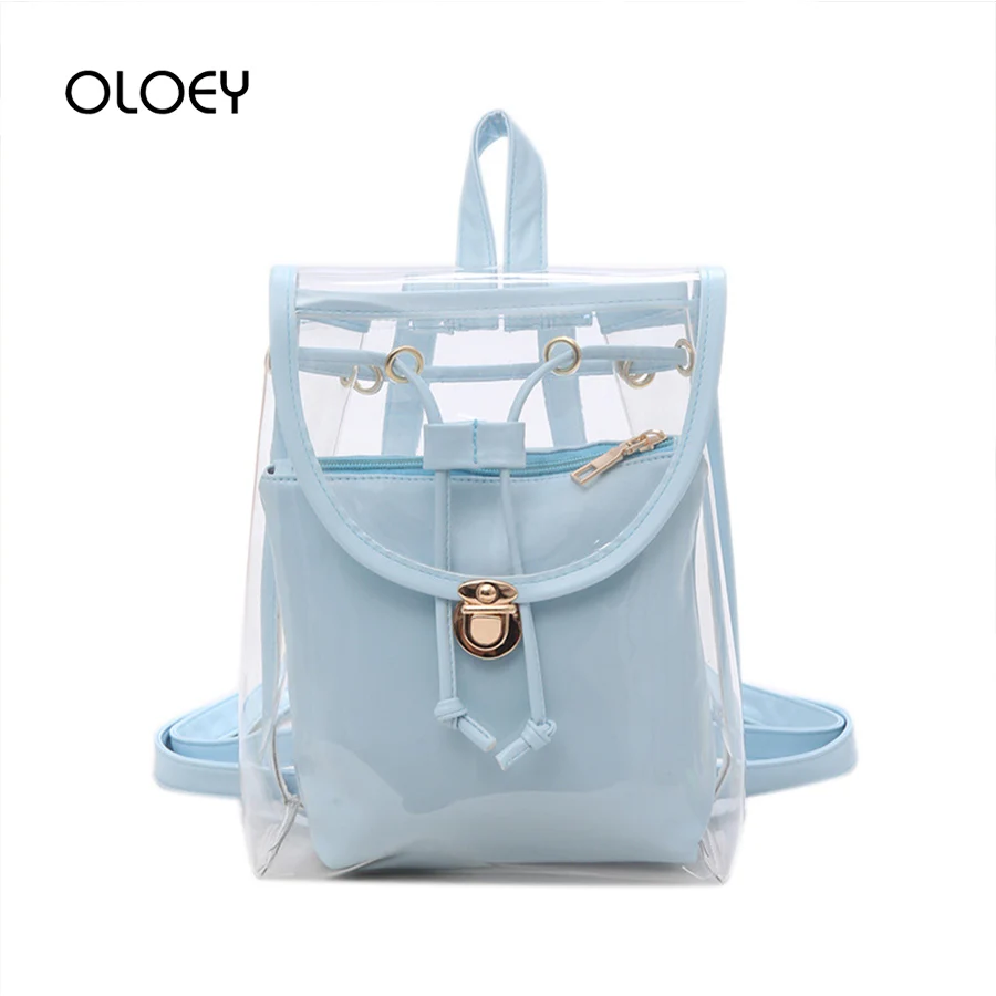 

Transparent PVC Women Backpacks Student Schoolbag Clear Jelly backpack Teenage Girls Bags For School Bagpack Candy Small Bookbag