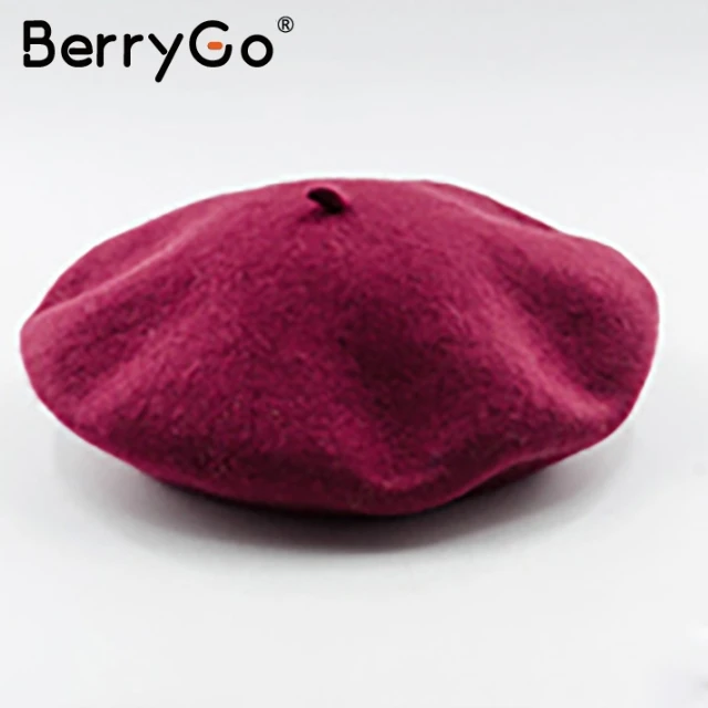 BerryGo, зимний шерстяной женский берет шапка Кепка, Повседневная Уличная одежда, Черный берет, кепка, элегантный теплый осенний женский Французский Берет, шапочка - Цвет: Color9