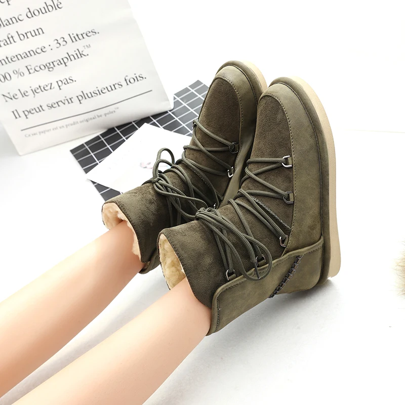 Женские зимние ботинки из искусственной замши; теплые водонепроницаемые женские ботинки на меху; зимние ботинки; Женская водонепроницаемая обувь; модные женские ботинки