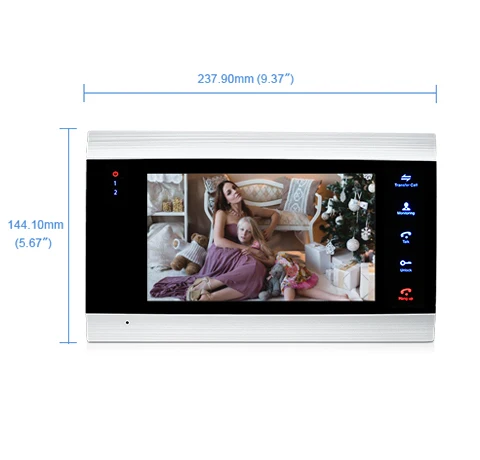 7 дюймов крытый монитор видео-телефон двери дверной звонок Домофон Системы для фото-и видеозаписи с серебряный настенного крепления монитора