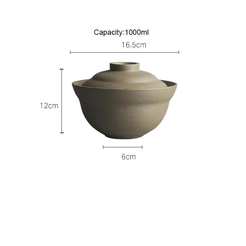 6,5 дюймов японский стиль винтажная грубая керамическая посуда ручной работы керамическая чаша с крышкой Ramen миска для супа риса миска для салата миска для смешивания - Цвет: C