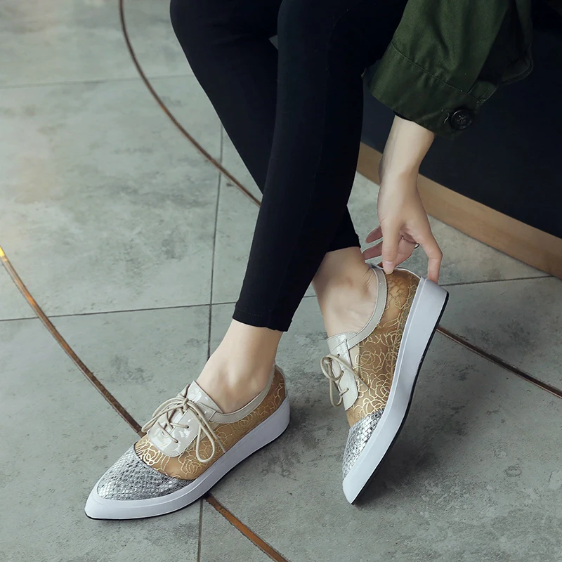 

Women flats spring single oxford shoes 2019 genuine leather flat platform fashion shoes for woman brogues slipon shoes