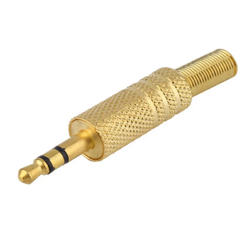 

5pcs/Lot high quality golden color Gold-plated 3.5-head audio plug 3.5 Weld head Dual 3.5-channel headphone plug