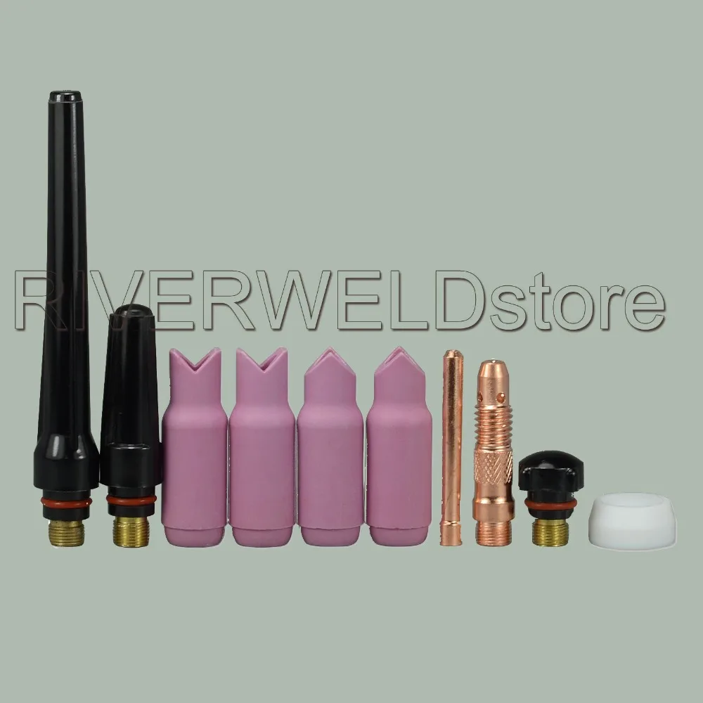 

10PCS TIG Welding Torch Accessory 90 Degree Nozzle Cup & Collet B Consumables Kit Fit SR WP 17 18 26 Series, 10PK