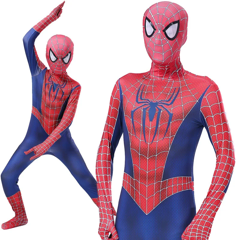 Raimi Человек-паук Kostuum косплей костюм 3D принт полный тело зентай стелька линзы