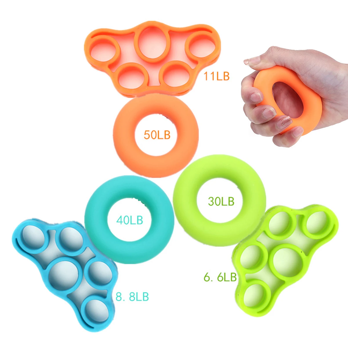 Mayitr 2Pcs/set Silicone Hand Grip Strengthener Finger Stretcher Hand Exercise Gym Fitness Grip Finger Trainer Ring
