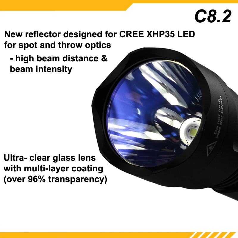 Kdlitker C8.2 C8 Cree XHP35 совмещенный дальний/белый/нейтральный белый/теплый белый 2000 люмен 5-режим светодиодный фонарик-черный(1x18650