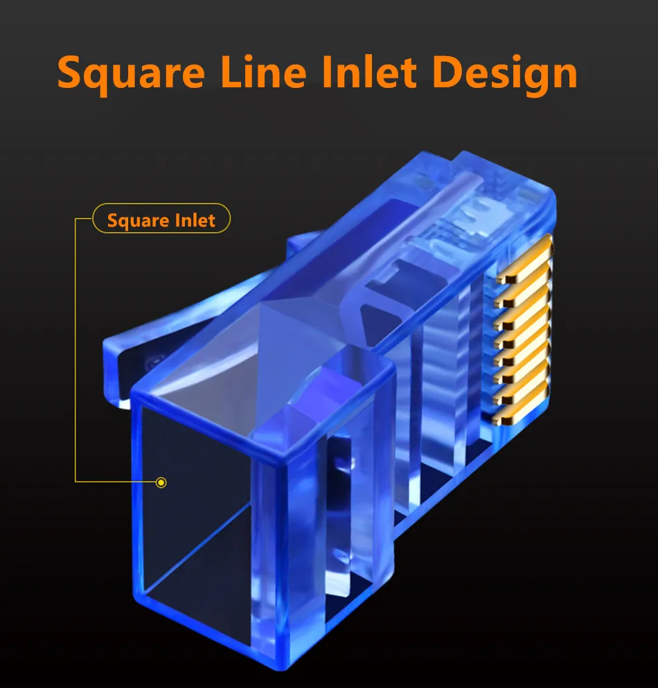 RJ45 8P8C разъем Cat5e цветной сетевой кабель кристальная головка Чистый медный с золотым покрытием разъем компьютера Ethernet сетевой адаптер 100 шт